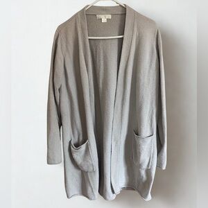 Barefoot Dreams CozyChicLite Taupe Long Open Cardigan Size XL
